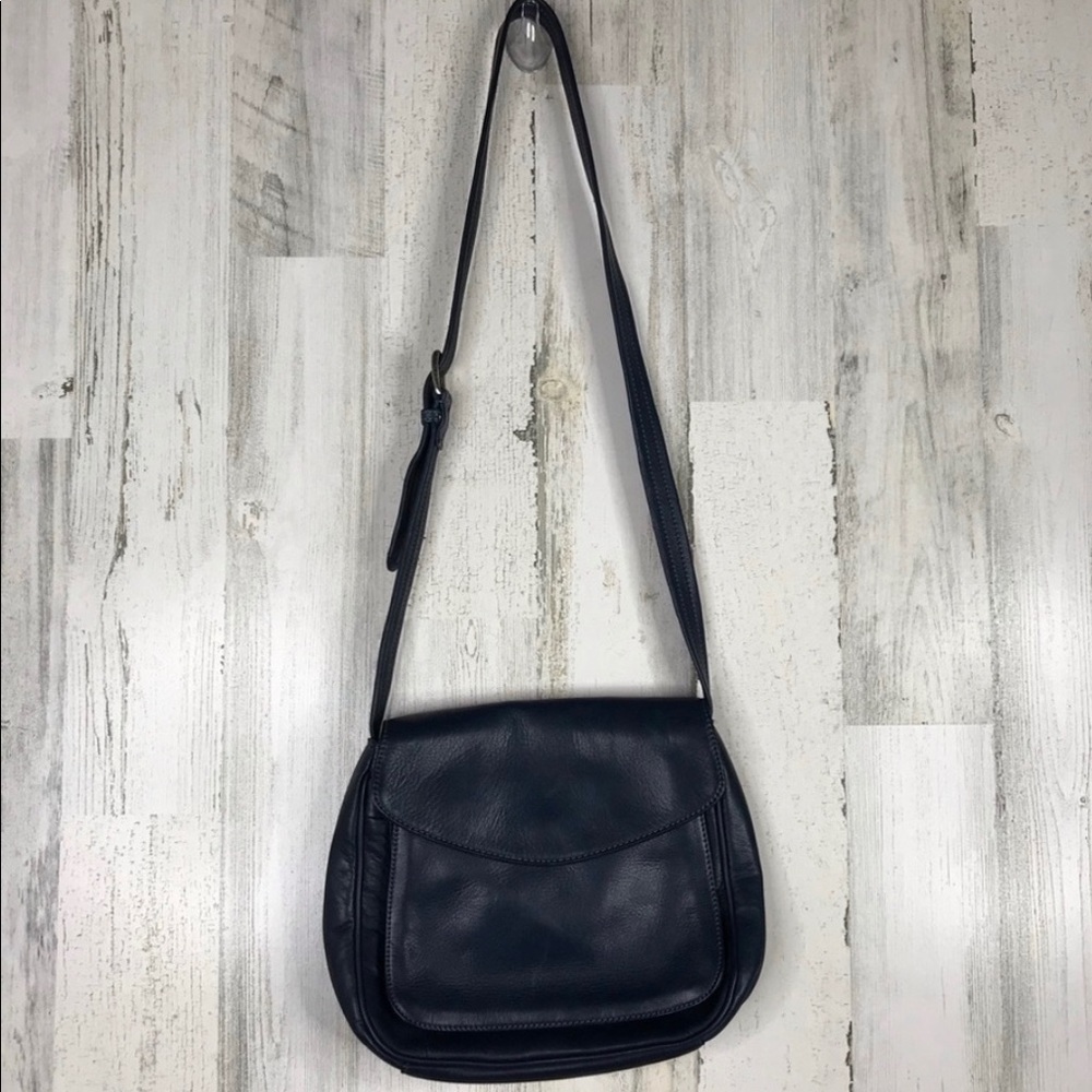 Tignanello navy blue leather adjustable crossbody